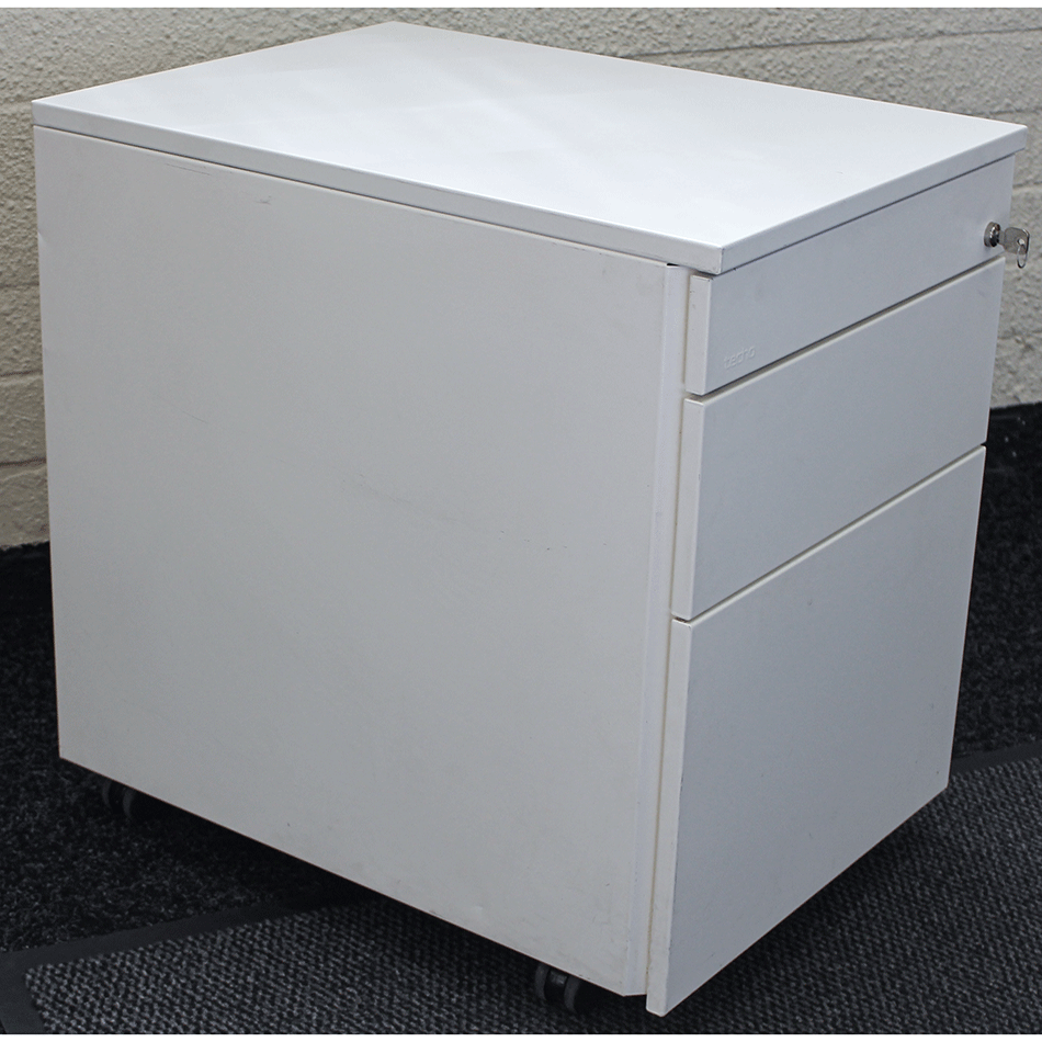 Used 3 Drawer White Metal Mobile Pedestal 41 Available