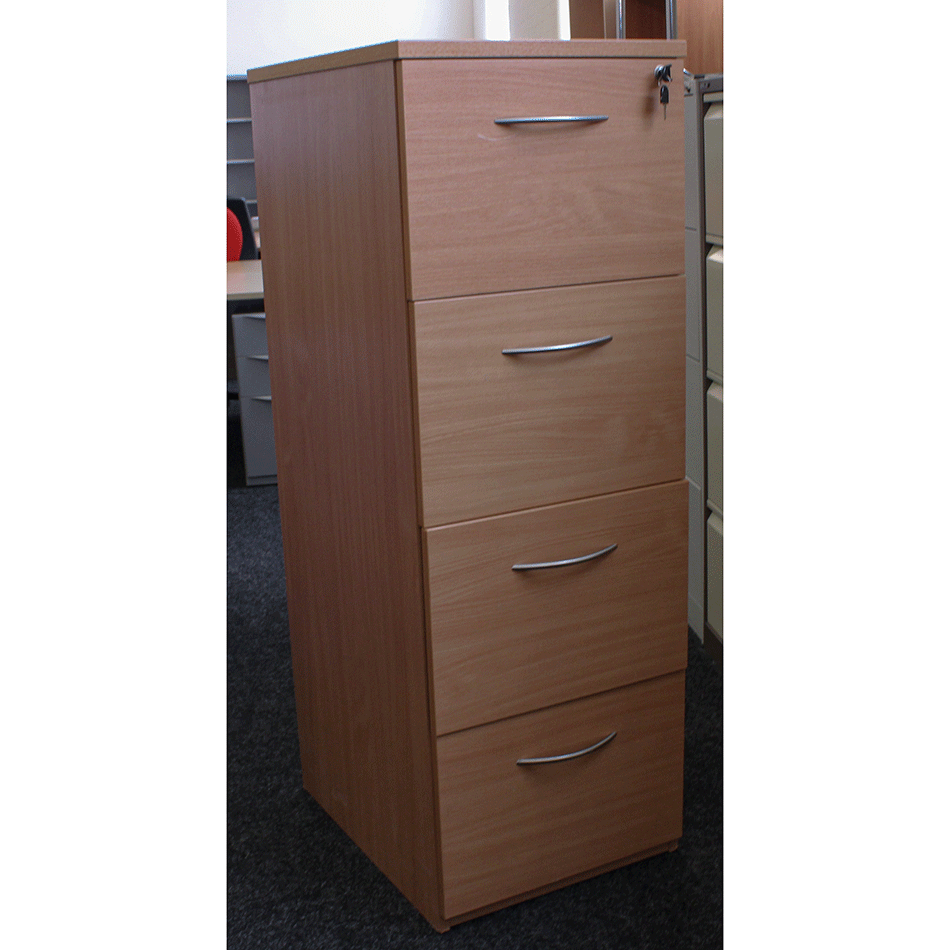 Used Beech 4 Drawer Filing Cabinet