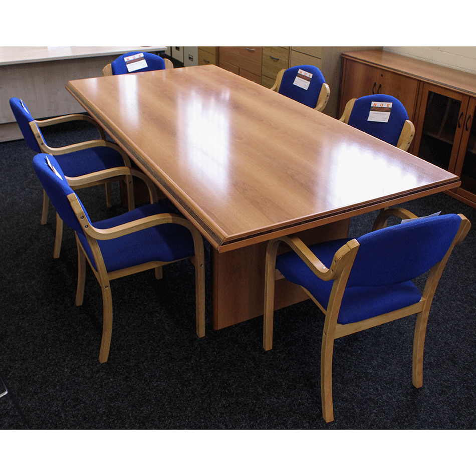 Used 2200 x 1100 Rectangular Boardroom Table Walnut & 6 Chairs