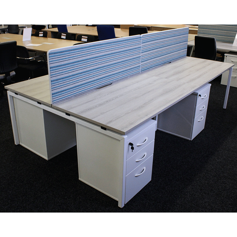 Used 2800 x 1600 Bench Desk, Screen & Ped Bundle