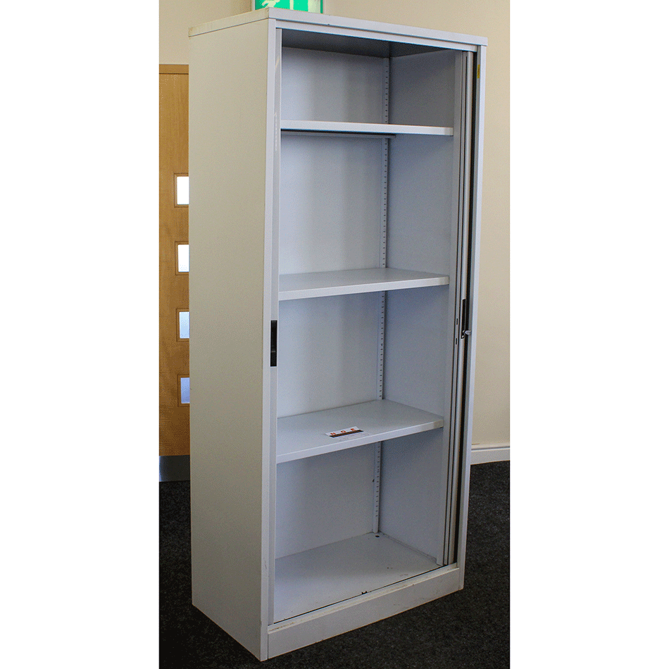 Used 2.2m Tall Tambour Cabinet White